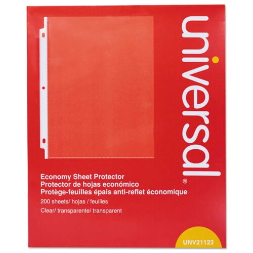 Universal 21123 Standard Sheet Protector Clear 8 1/2 X 11 Economy 200/Box Universal 21123 Standard Sheet Protector Clear 8 1/2 X 11 Economy 200/Box